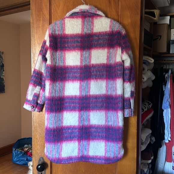 BlankNYC Long Plaid Shacket Coat, Small - Picture 2 of 6